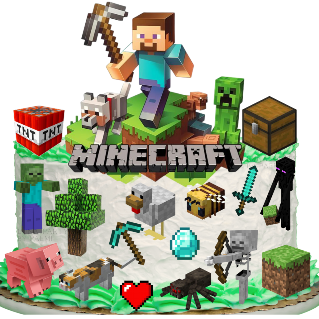 Opłatek na tort Minecraft 17el. pixel game Steve Creeper