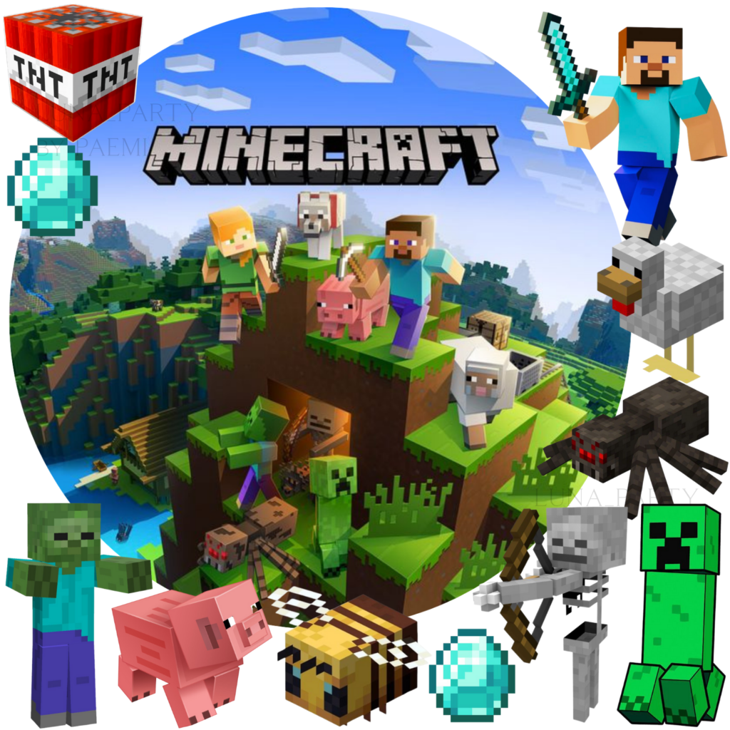 Opłatek na tort Minecraft 12el. pixel game Steve Creeper