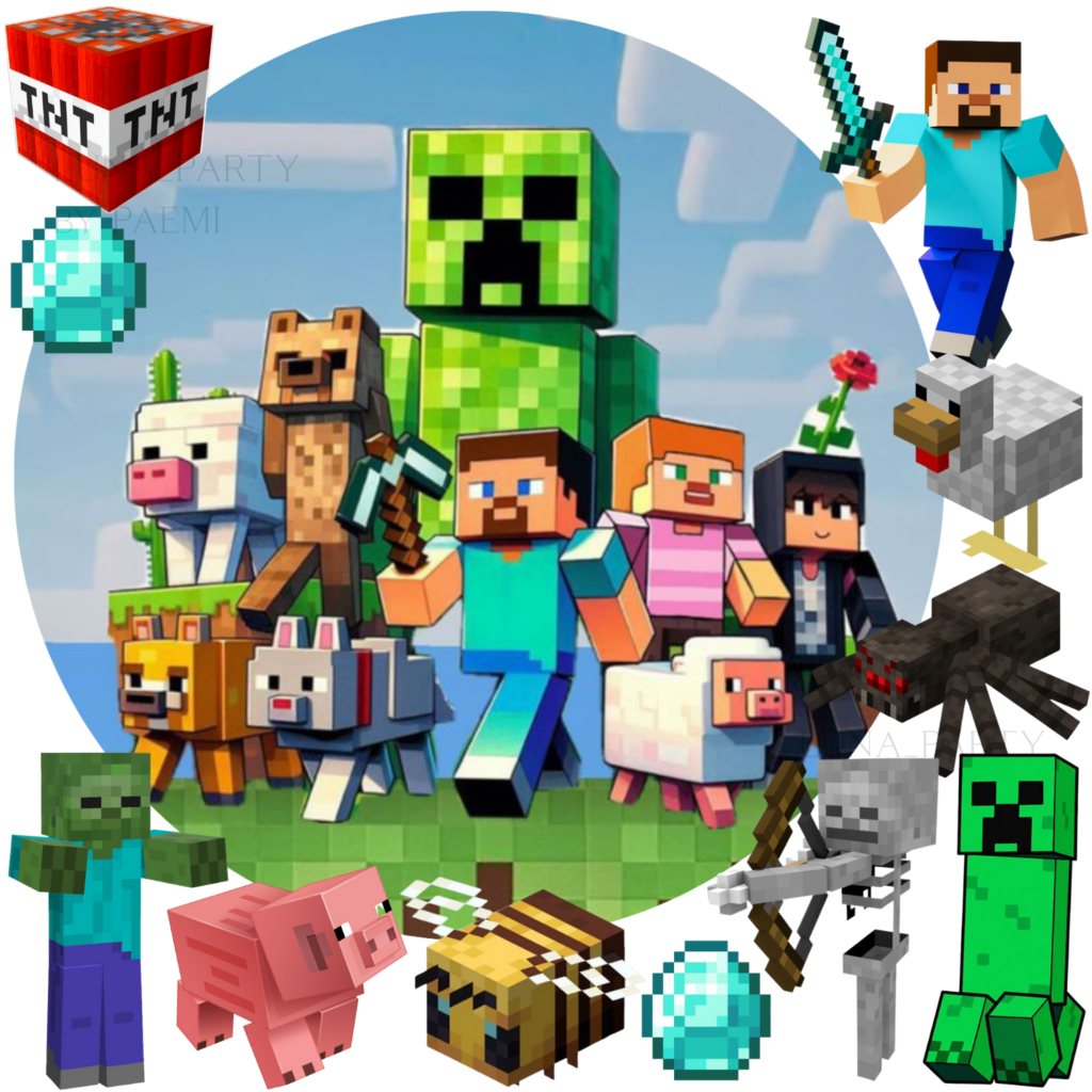 Opłatek na tort Minecraft 12el. pixel game Steve Creeper