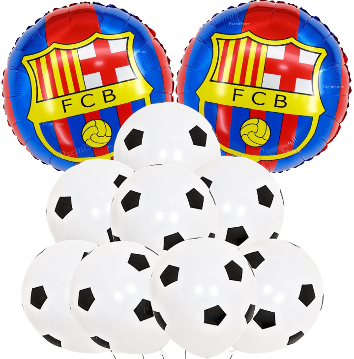 Balony foliowe i lateksowe FC Barcelona zestaw 10 szt. Barca FCB piłka nożna