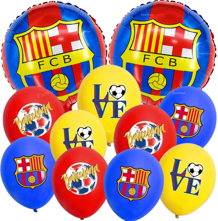 Balony foliowe i lateksowe FC Barcelona zestaw 11 szt. Barca FCB piłka nożna