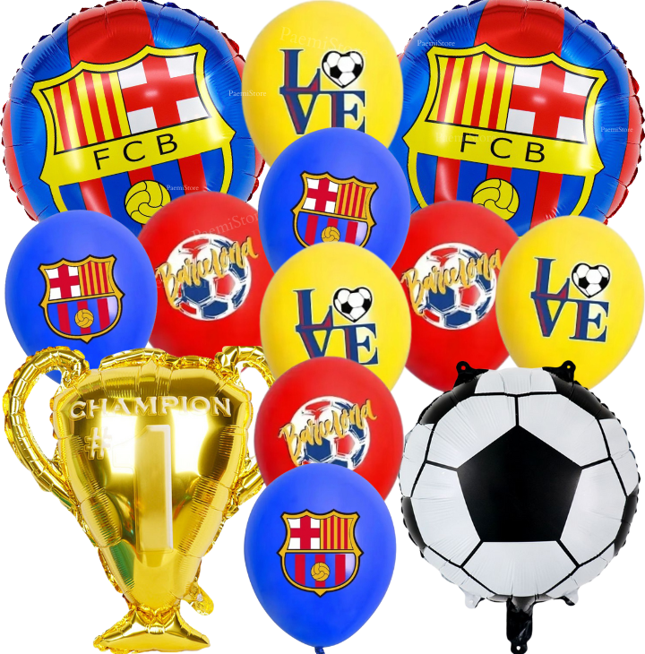 Balony foliowe i lateksowe FC Barcelona zestaw 14 szt. Barca FCB piłka nożna