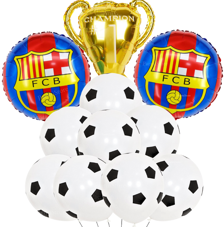 Balony foliowe i lateksowe FC Barcelona zestaw 11 szt. Barca FCB piłka nożna