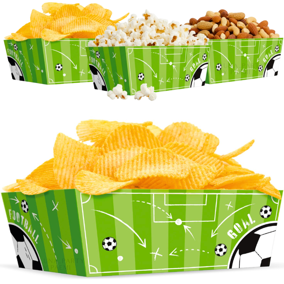 Pudełka na przekąski chipsy popcorn 3szt. piłka nożna