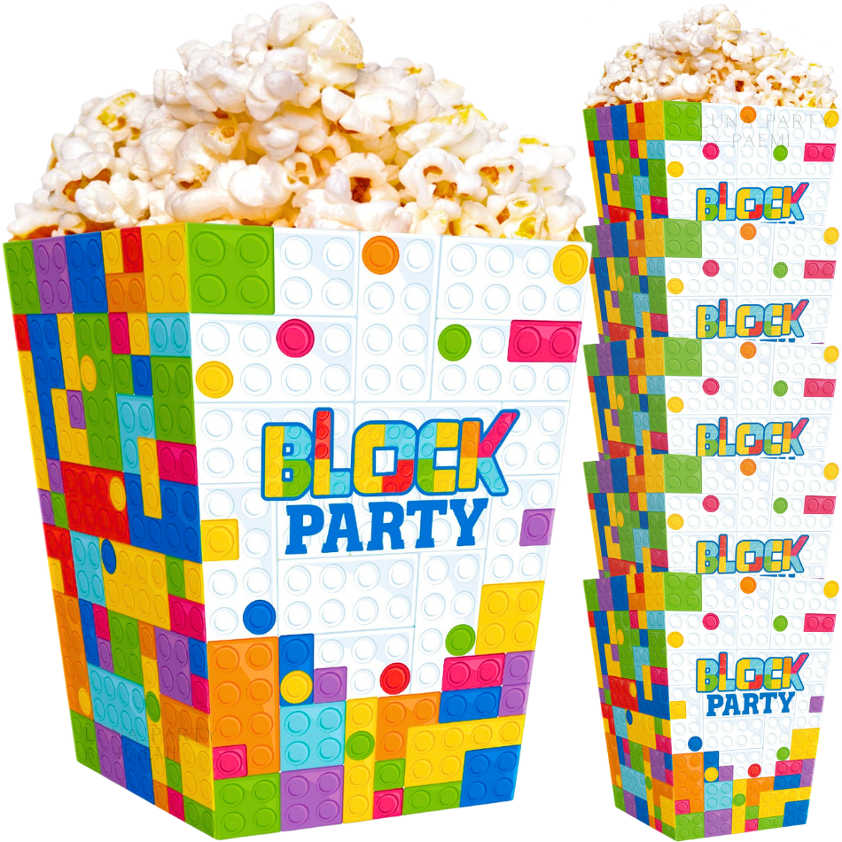 Pudełka na przekąski popcorn chipsy 6szt. klocki
