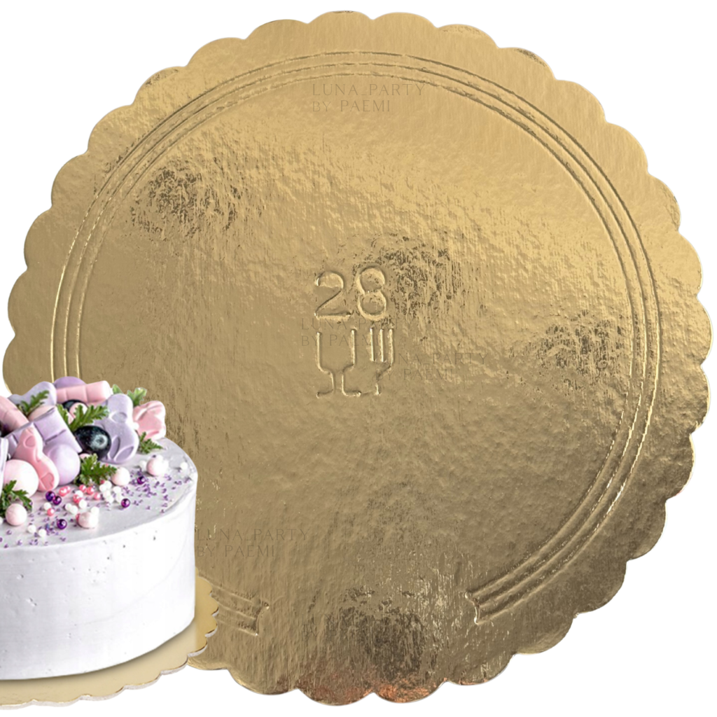 Podkład pod tort okrągły 28cm złoty gruby