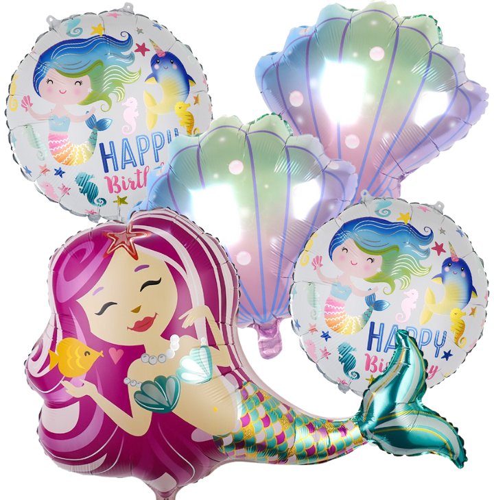 Balony foliowe zestaw Syrenka urodziny dekoracja 5szt.