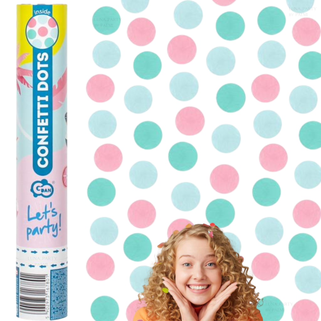 Konfetti pneumatyczne tuba 30cm pastelowe kółka