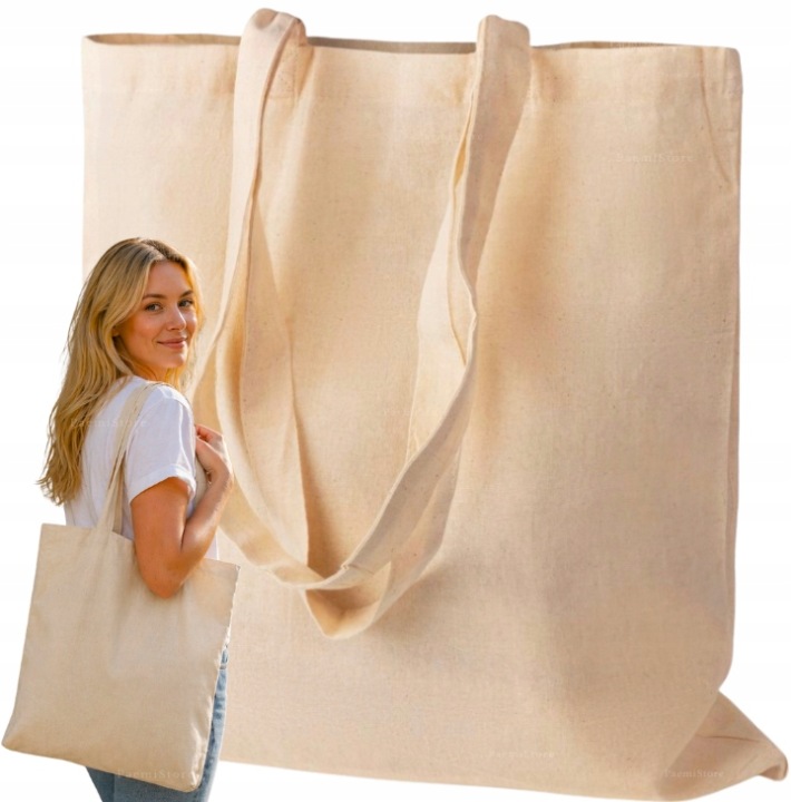 Torba bawełniana beżowa 38x42cm ekologiczna