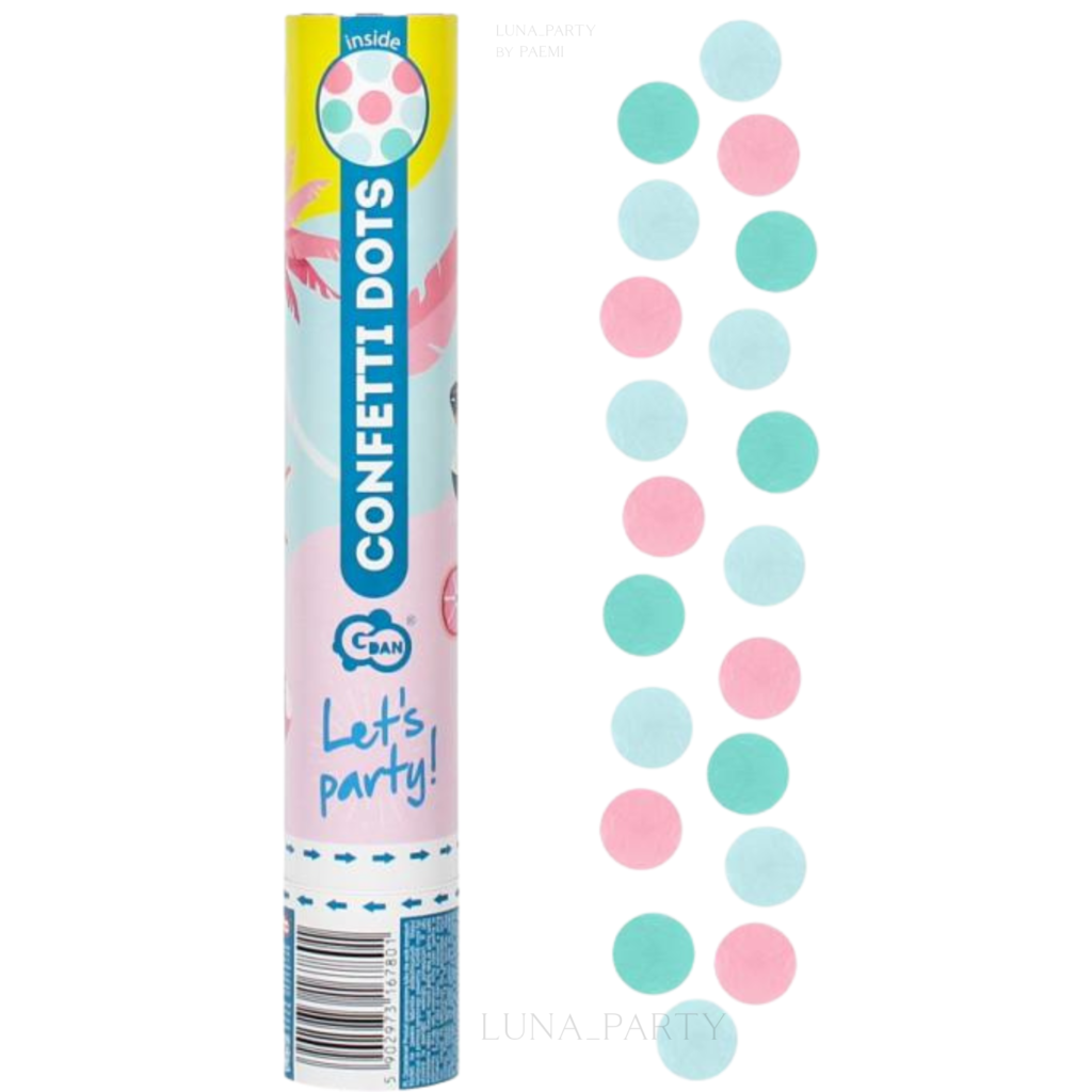 Konfetti pneumatyczne tuba 30cm pastelowe kółka
