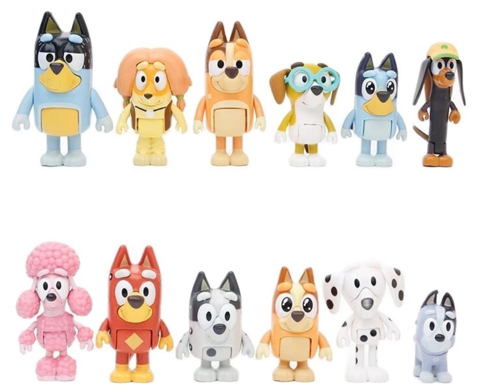 Figurki Bluey Bingo zestaw figurek 12 szt. pieski rodzina przyjaciele