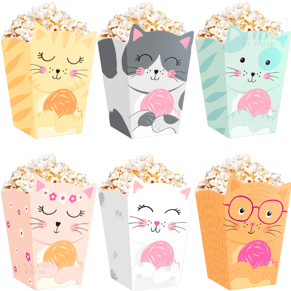 Pudełka na przekąski popcorn chipsy 6szt. kotki