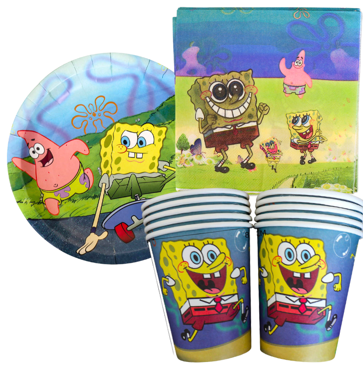 Kubki talerzyki serwetki Spongebob zestaw 40 el.