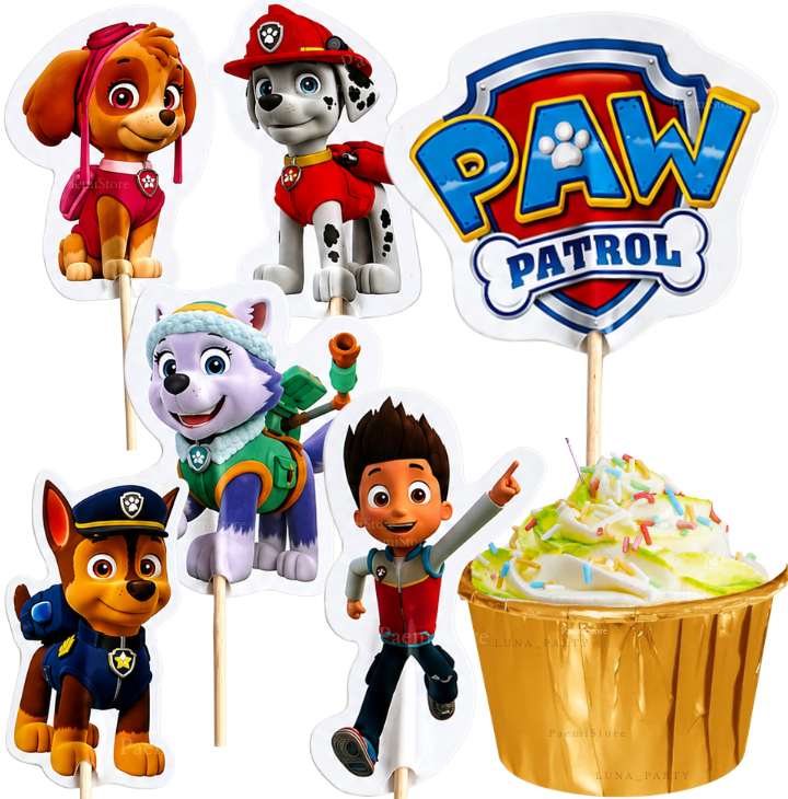Toppery pikery Psi Patrol 6szt. urodziny dekoracja