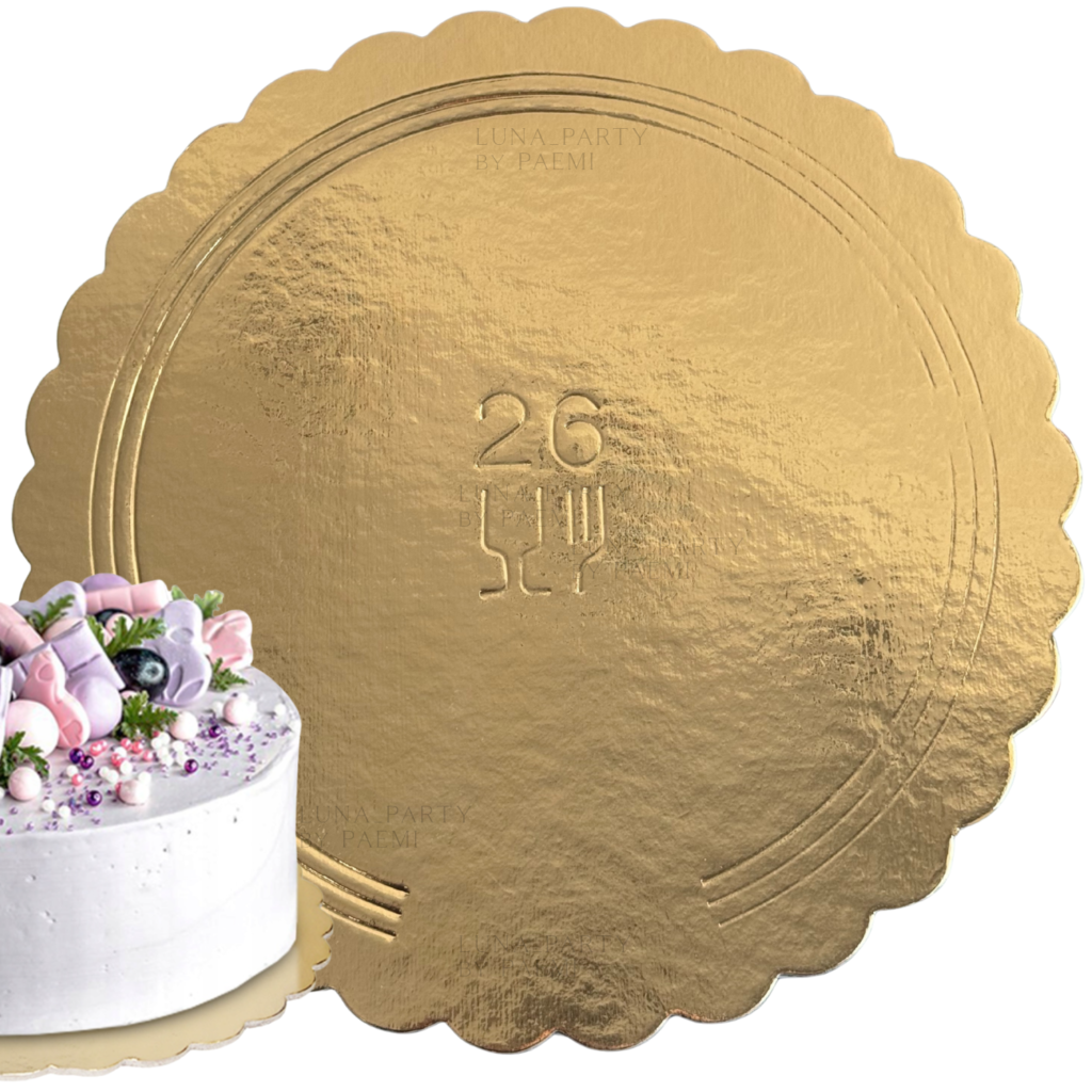 Podkład pod tort okrągły 26cm złoty gruby