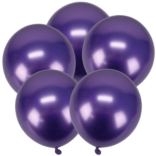 Balon lateksowe metaliczne fioletowe 5szt. gumowe