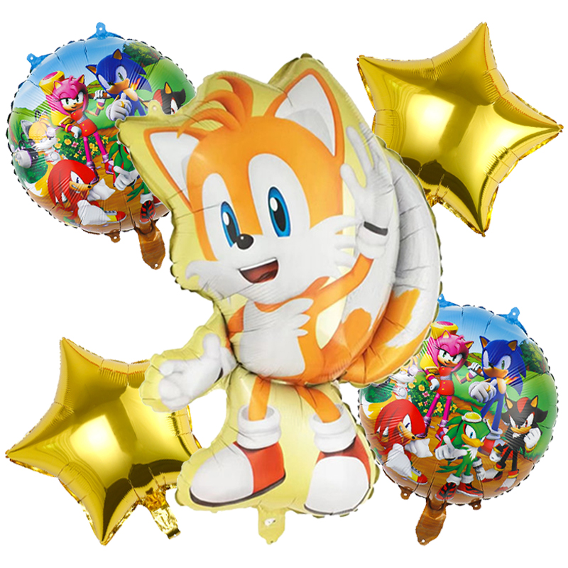 Balony foliowe zestaw Sonic Tails 63cm urodziny dekoracja 5szt.