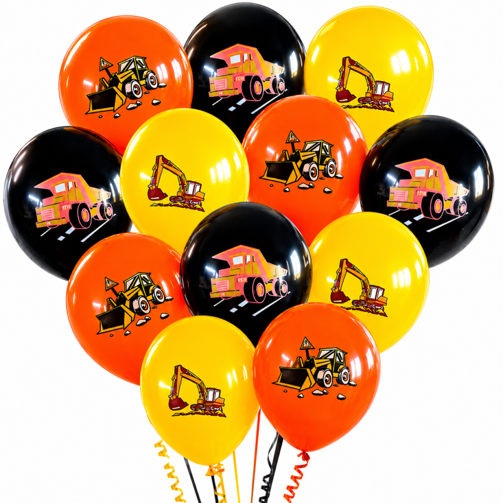 Balony lateksowe Pojazdy Budowlane 12szt. urodziny dekoracja