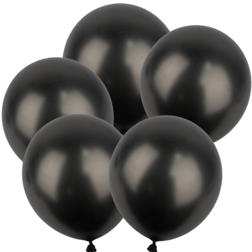 Balon lateksowe metaliczne czarne 5szt. gumowe