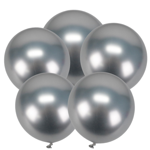 Balon lateksowe metaliczne srebrne 5szt. gumowe