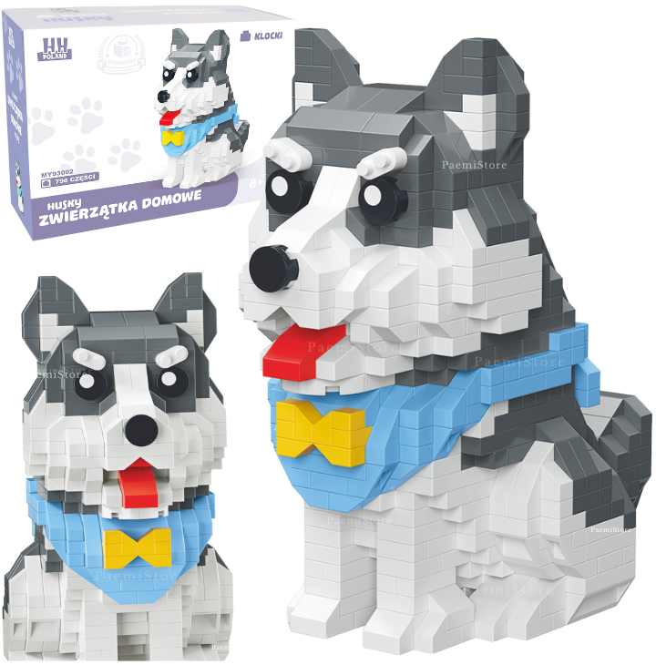 Klocki konstrukcyjne Pies Husky 3D zestaw 796el.