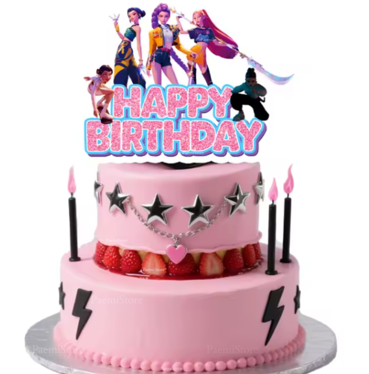 Topper na tort K-pop Demon Hunters 1szt. Huntrix Saja Boys