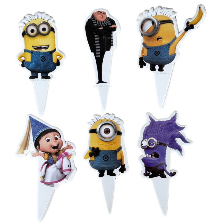 Toppery pikery Minionki 6szt. na tort babeczki muffinki urodziny dekoracja