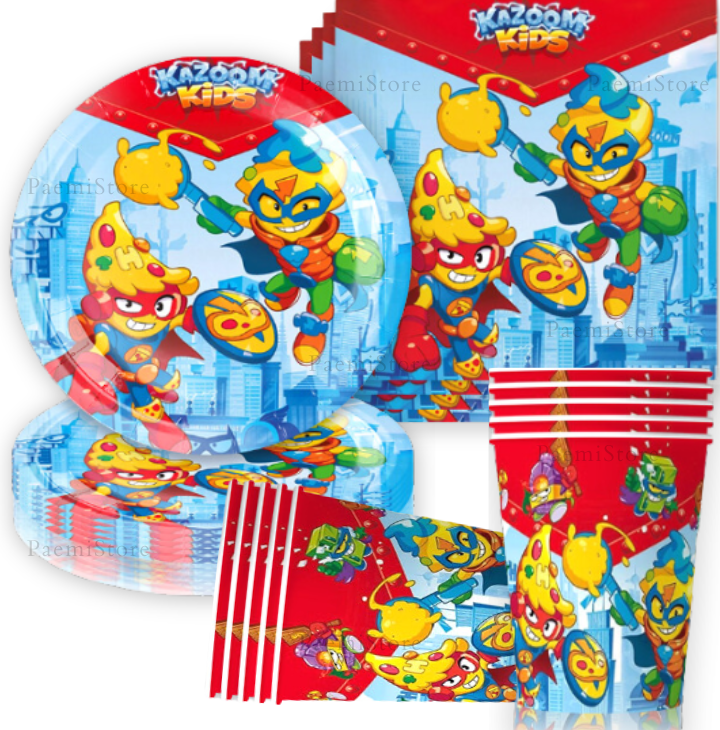 Kubki talerzyki serwetki Super Things Zings zestaw 40 el.