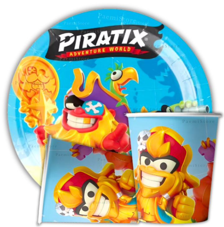 Kubki talerzyki Piratix 20el. urodziny dekoracja