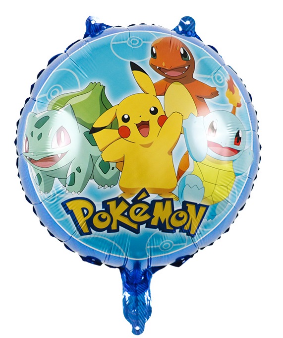 Balon foliowy Pokemon Go okrągły 45cm Pikachu Bulbasaur Charmander Squirtle