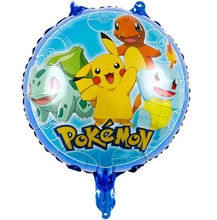 Balon foliowy Pokemon Go okrągły 45cm Pikachu Bulbasaur Charmander Squirtle