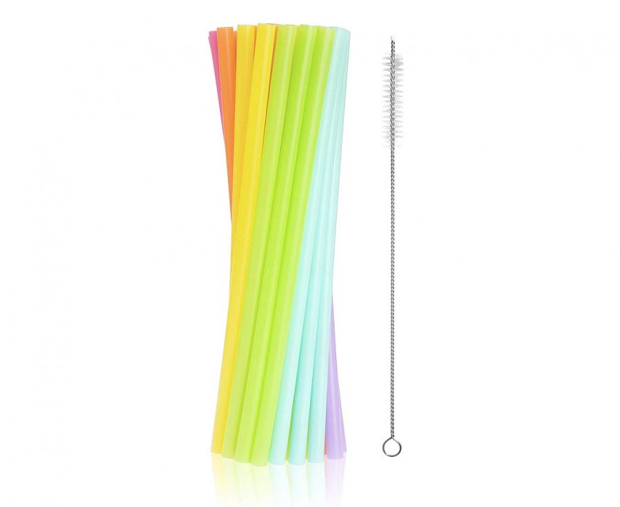 Słomki wielokrotnego użytku kolorowe 24cm zestaw 17szt.