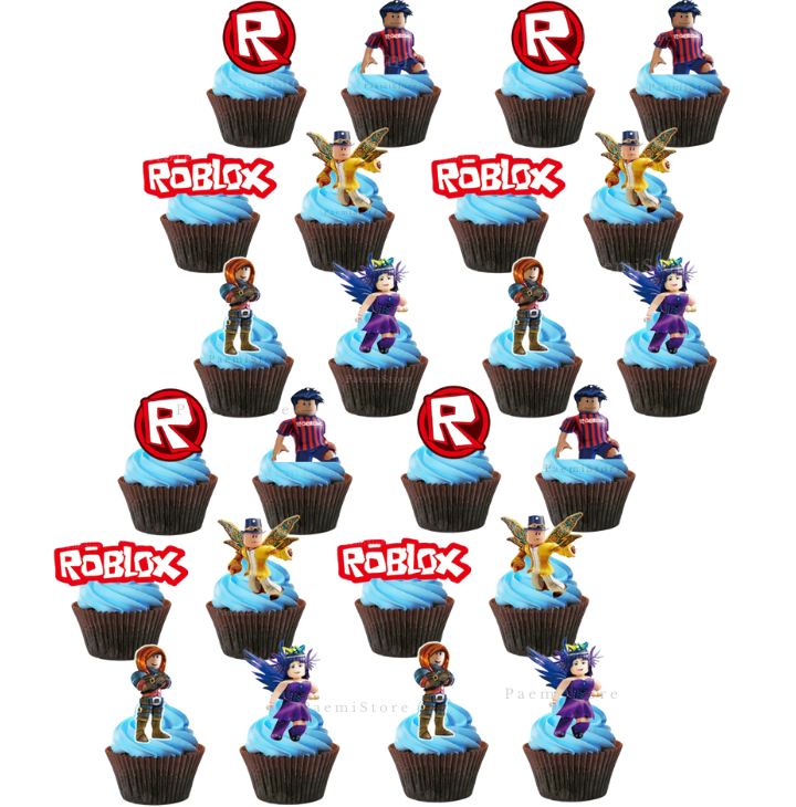 Toppery pikery na tort muffinki babeczki Roblox 24szt. urodziny dekoracja