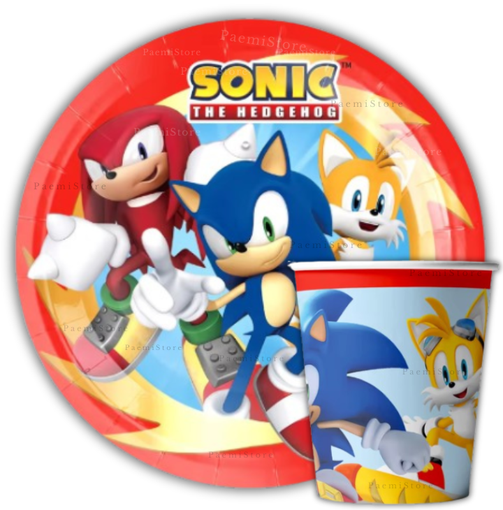 Kubki talerzyki Sonic zestaw 20szt.