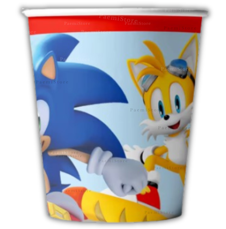Kubki talerzyki serwetki Sonic zestaw 40 el.
