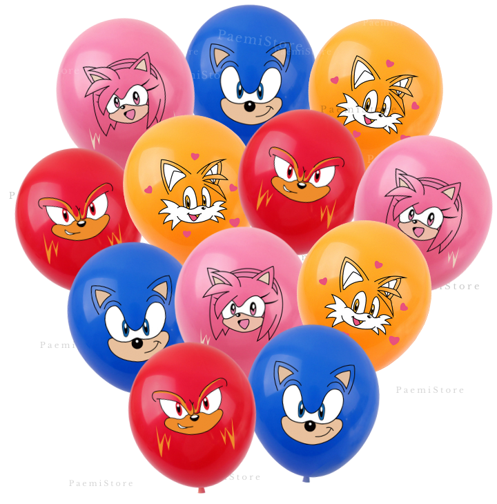 Balony lateksowe Sonic 12szt. urodziny dekoracja