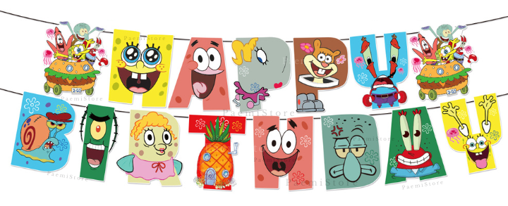 Girlanda Spongebob 1szt. urodziny dekoracja