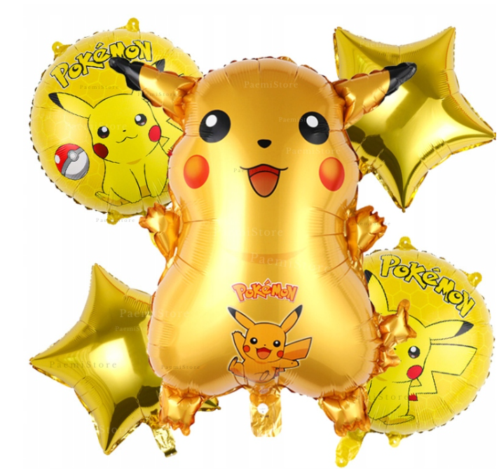 Balony foliowe Pokemon Go Pikachu dekoracja zestaw 5 szt.