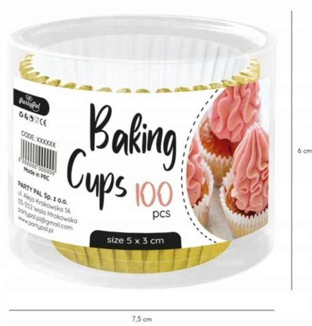 Papilotki foremki na muffinki 100szt. złote