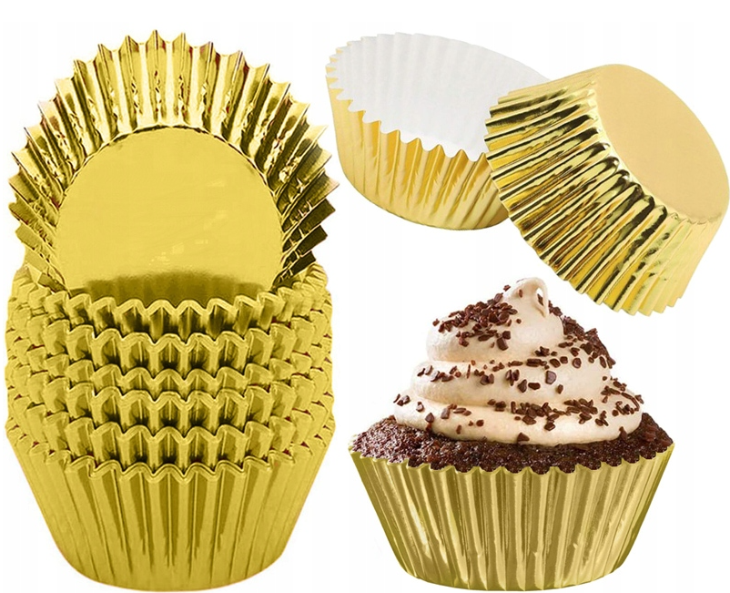 Papilotki foremki na muffinki 100szt. złote