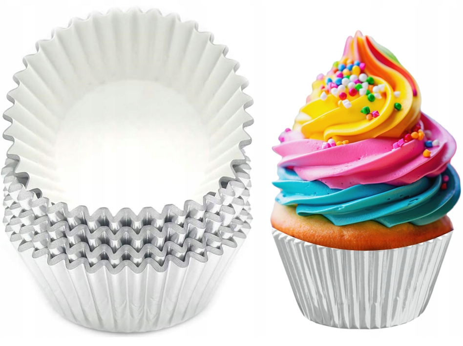 Papilotki foremki na muffinki 100szt. srebrne
