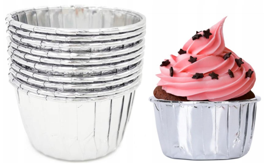 Papilotki foremki na muffinki 20szt. srebrne
