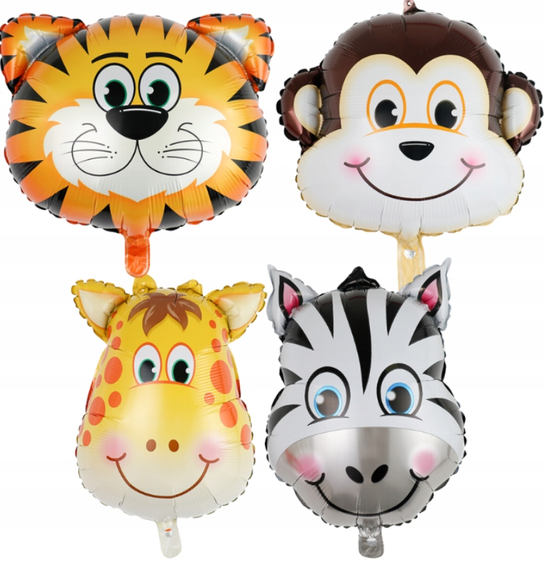Balony foliowe zestaw Zwierzęta Safari 4szt. urodziny dekoracja