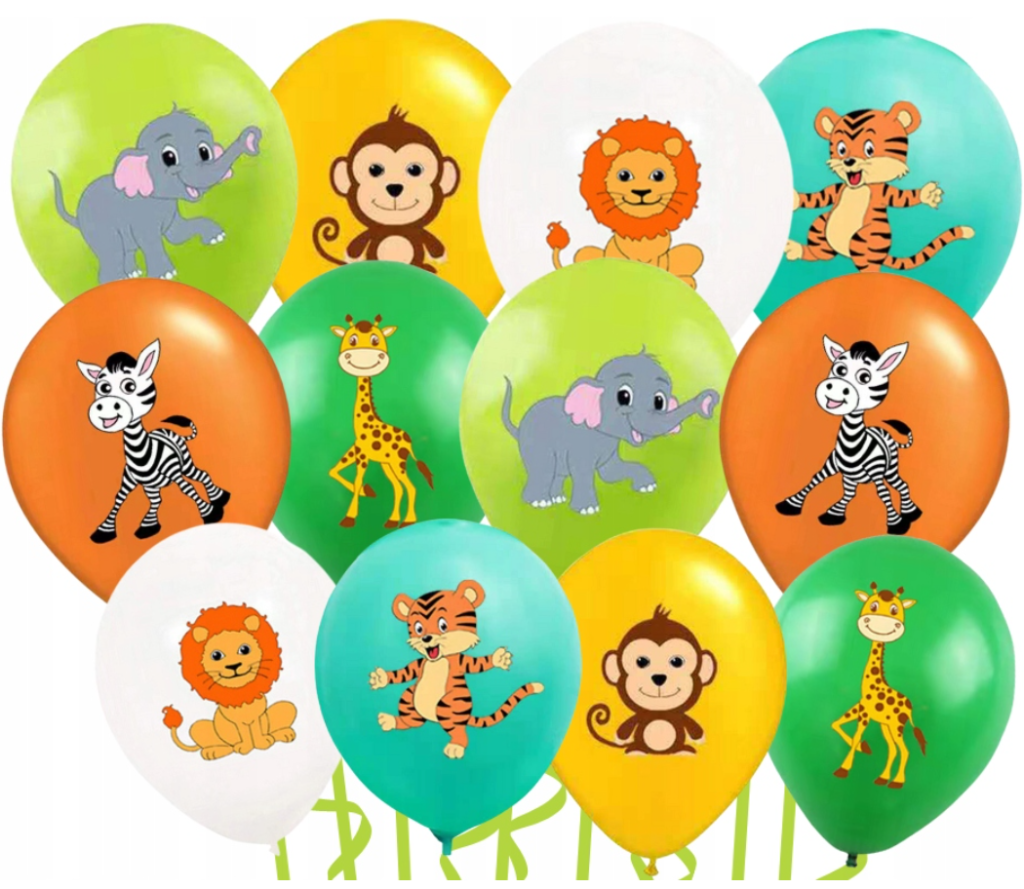 Balony lateksowe Zwierzęta Safari 12szt. urodziny dekoracja