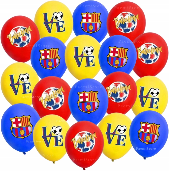 Balony lateksowe FC Barcelona zestaw 18szt. Barca FCB piłka nożna
