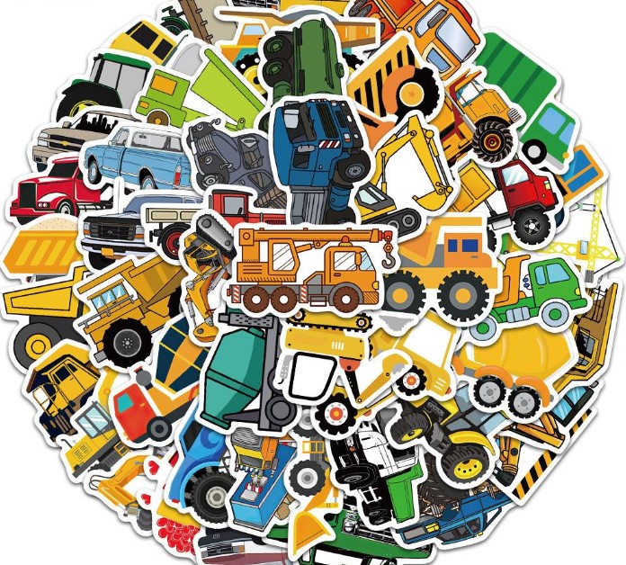 Transport pojazdy naklejki wodoodporne mix zestaw 50szt.