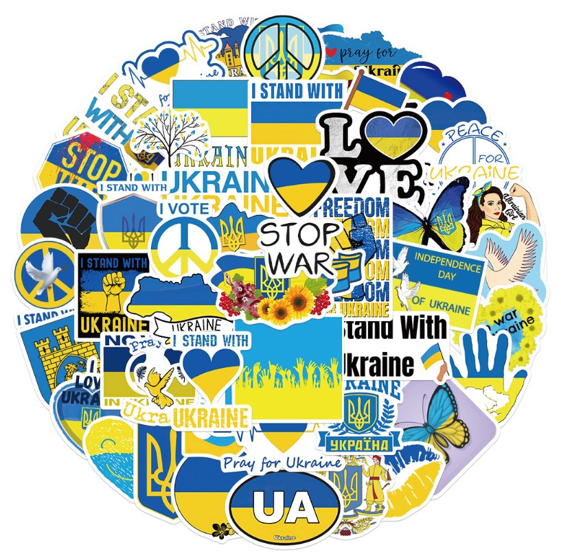 Ukraina naklejki wodoodporne mix zestaw 50szt.