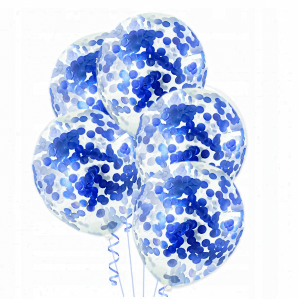 Balon lateksowe konfetti niebieskie 5szt. gumowe 30cm