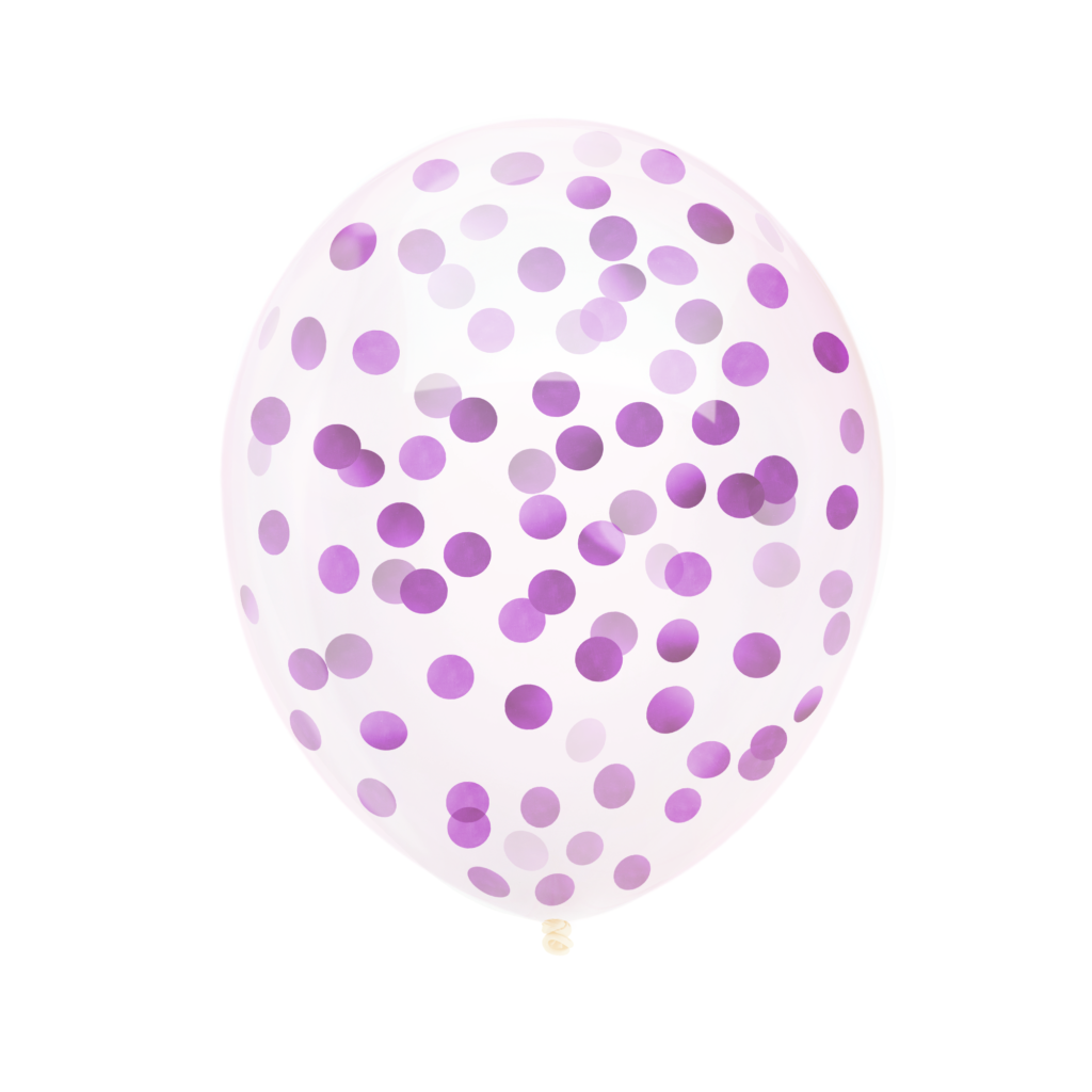 Balon lateksowe konfetti fioletowe 5szt. gumowe 30cm