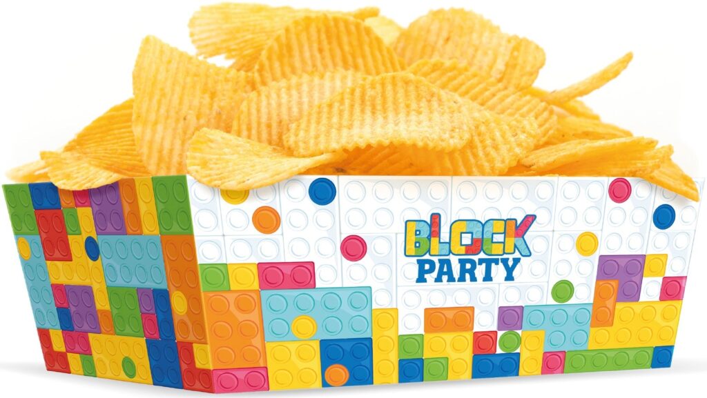 Pudełka na przekąski chipsy popcorn 3szt. klocki